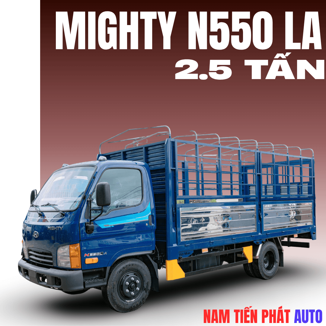 Hyundai Mighty N550LA là dòng xe tải 2 tấn 5 thùng dài 4.5m, phù hợp vận chuyển hàng hóa đa dạng và tiết kiệm chi phí vận hành.