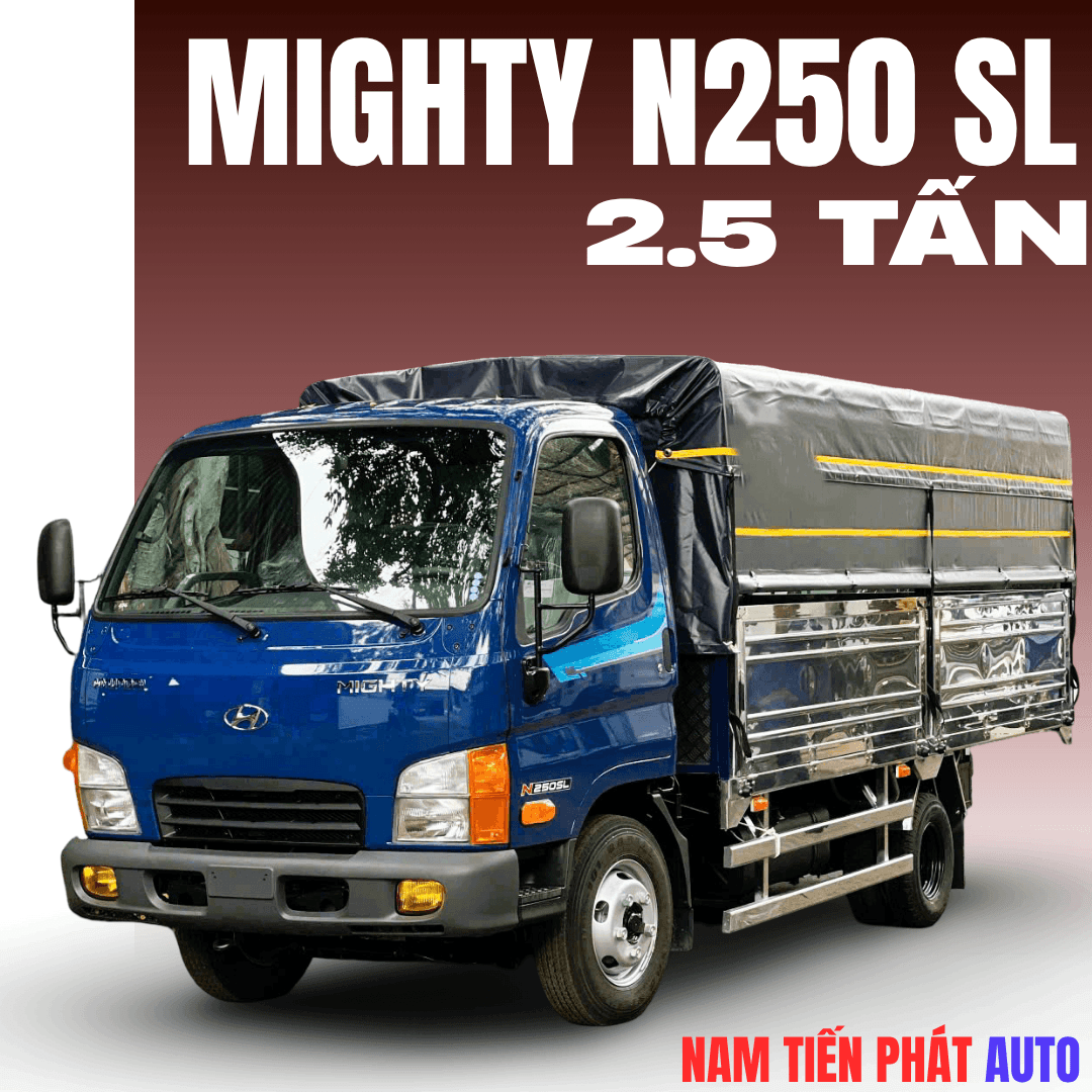 Thùng mui bạt xe Hyundai Mighty N250SL được thiết kế chắc chắn, phù hợp vận chuyển nhiều loại hàng hóa.