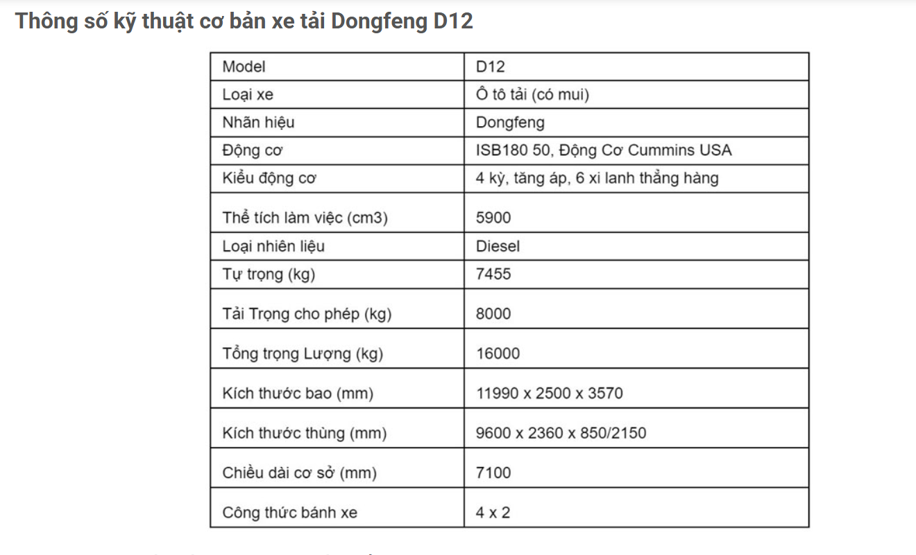 dongfeng d12 12 tấn